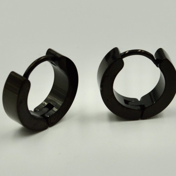 Unisex Stainless Steel Huggie Earrings - Picture 3 of 5